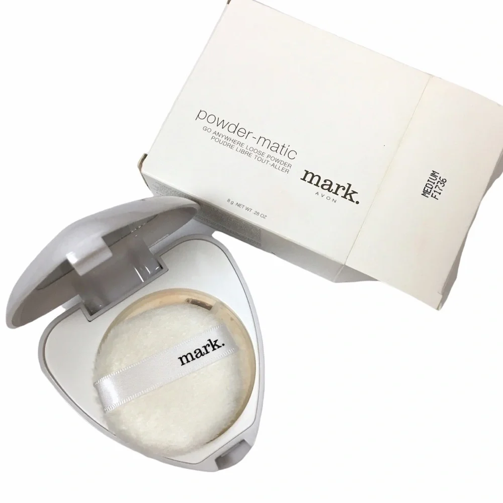 mark. Powder-Matic Go Anywhere Loose Powder Compact Mirror Puff Shade Medium
